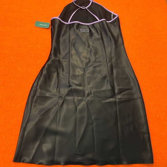 Local Heroes black and purple satin stripe party mini slip dress NWT - Picture 7 of 16